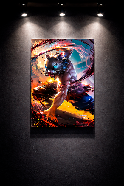 Cuadro metalico inosuke hashibira demon slayer decoracion pared canarias
